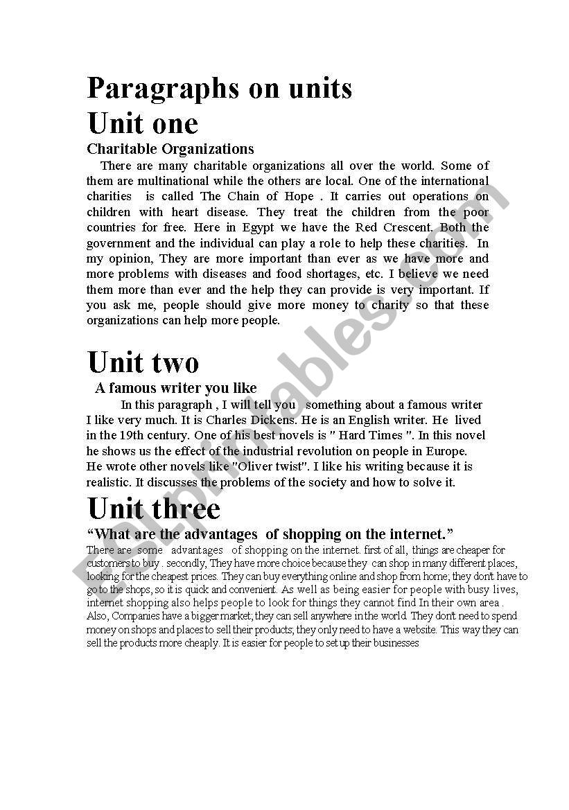 paragraphs  worksheet