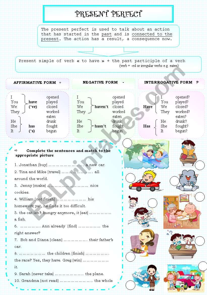 Present perfect worksheet