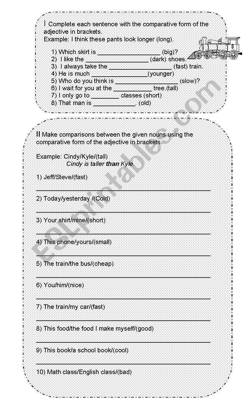 short comparatives worksheet