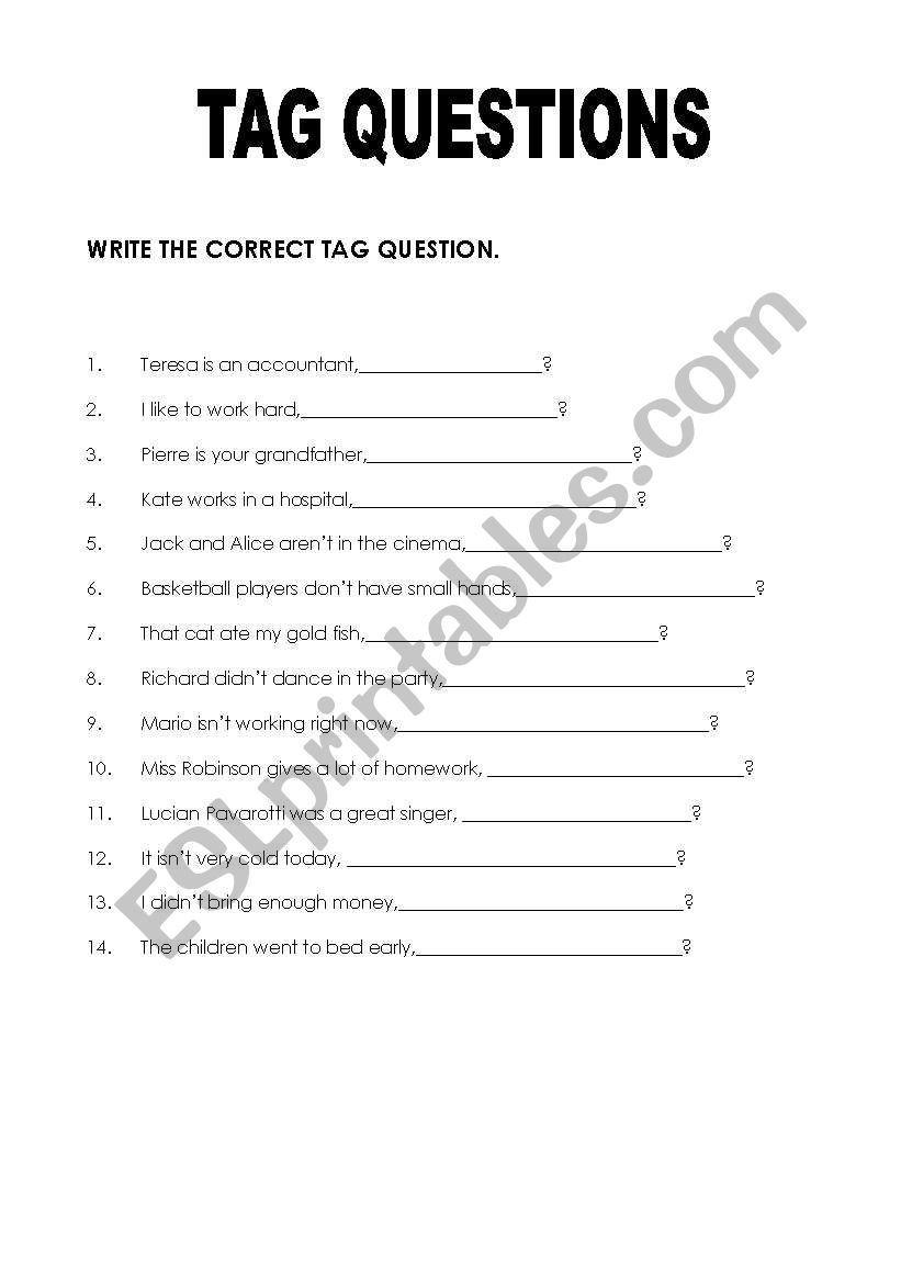 TAG QUESTIONS worksheet