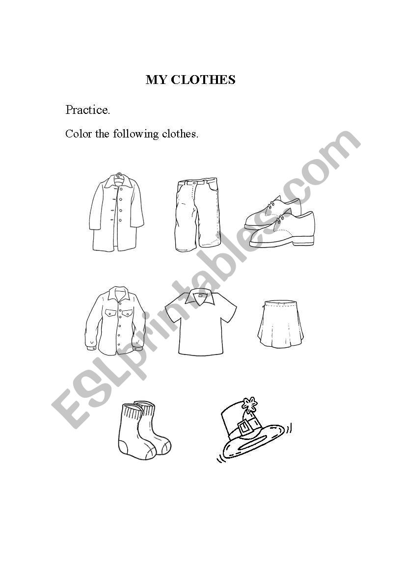 My clothes worksheet
