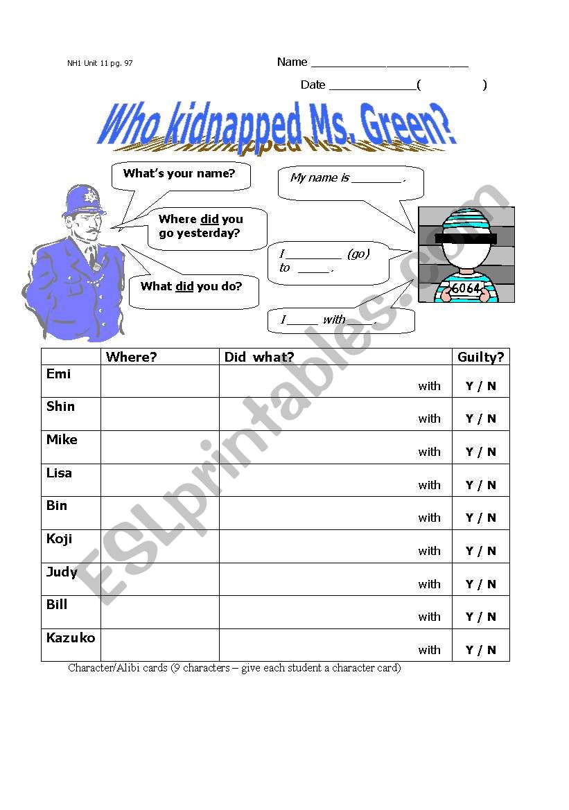 Simple Past Tense worksheet