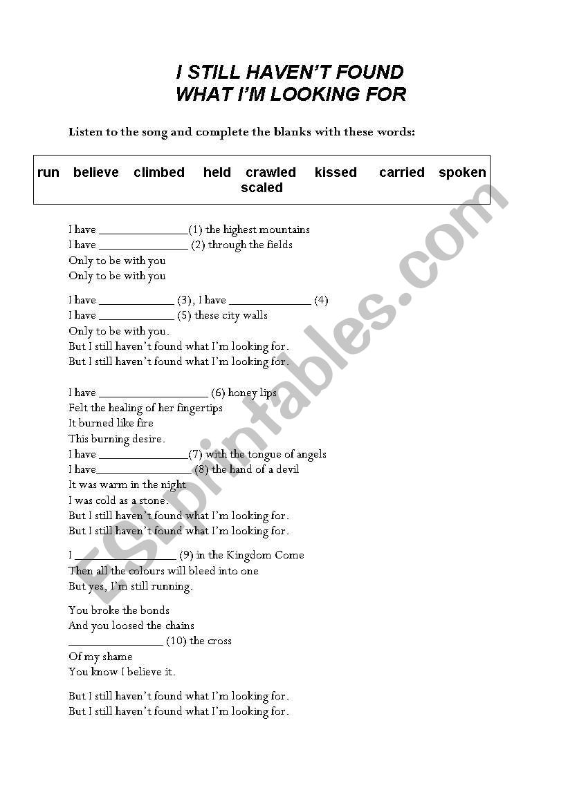 I still havenÂ´t found worksheet