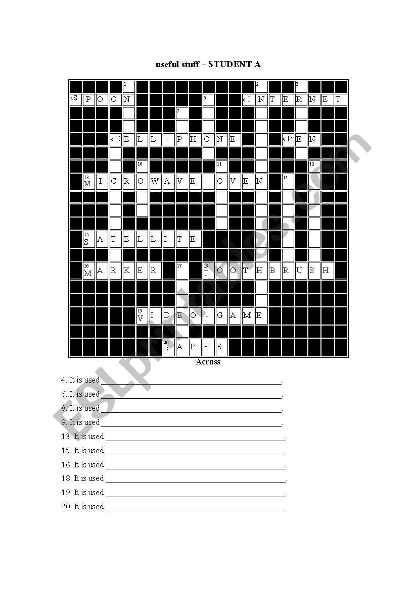 Useful stuff student a worksheet