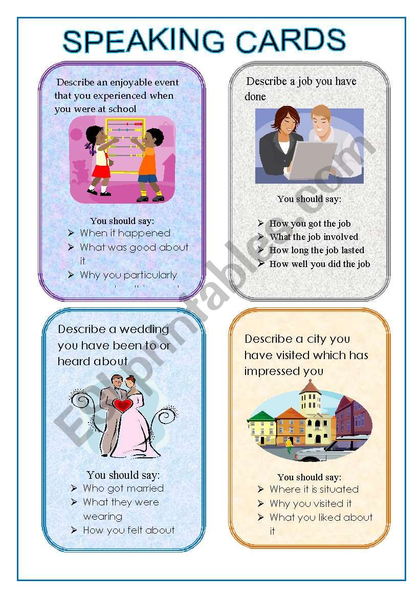 CARDS FOR SPEAKING SET 1 worksheet