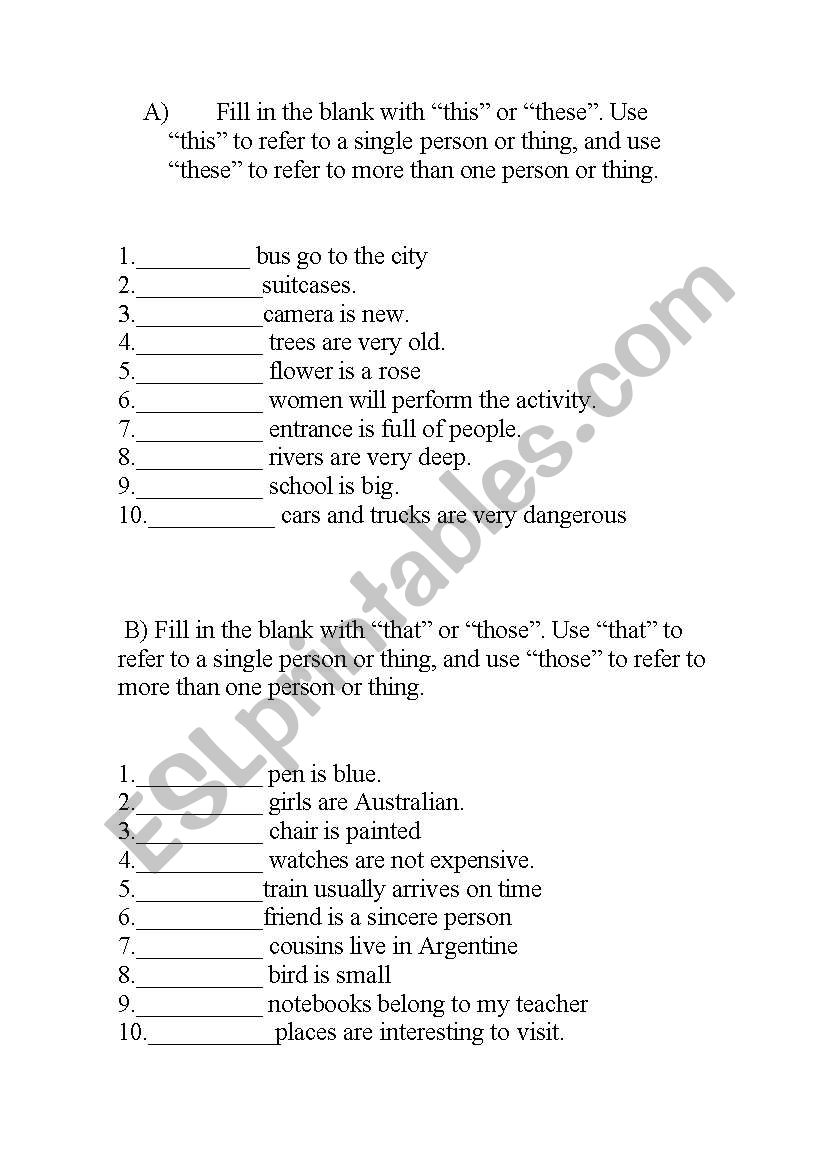 Demonstrative adjectives 