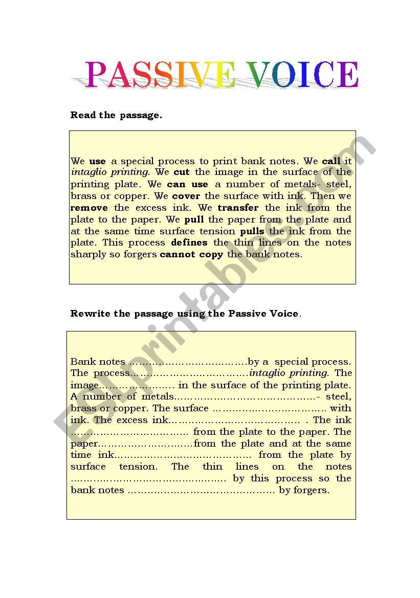 PASSIVE VOICE worksheet