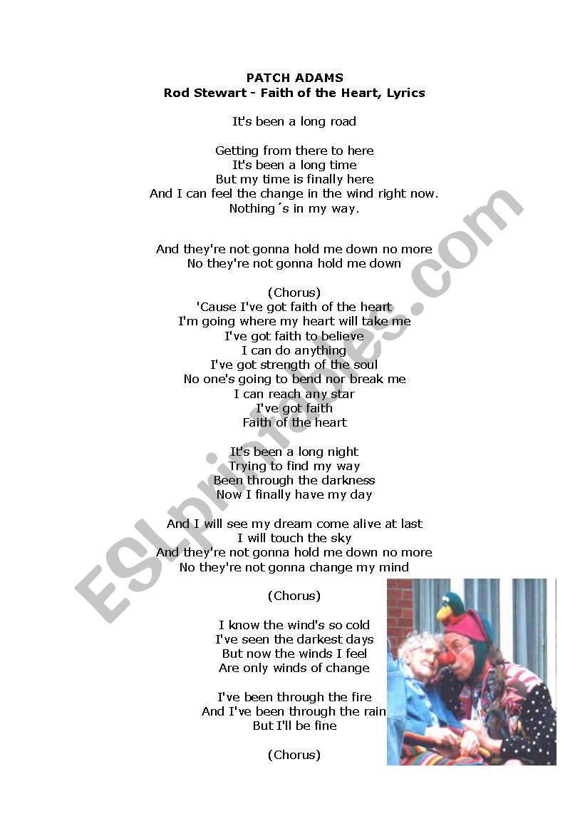 PATCH ADAMS  Rod Stewart - Faith of the Heart, Lyrics