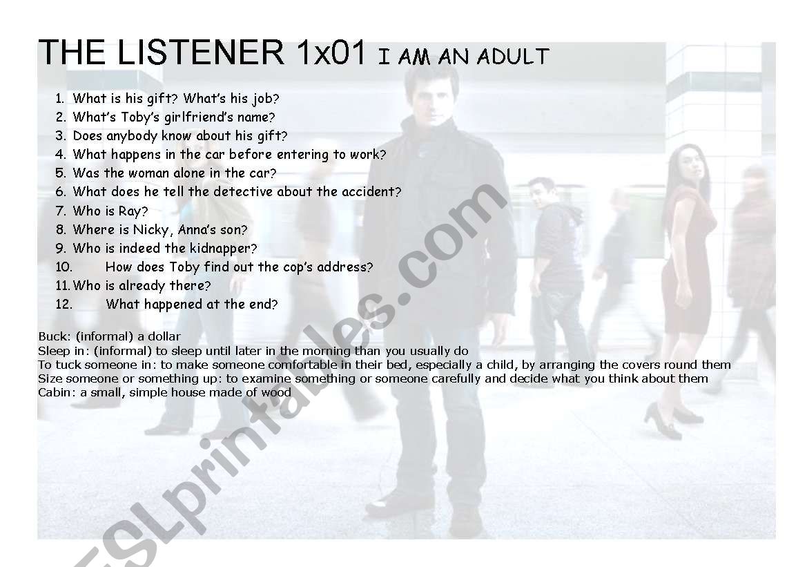 THE LISTENER worksheet