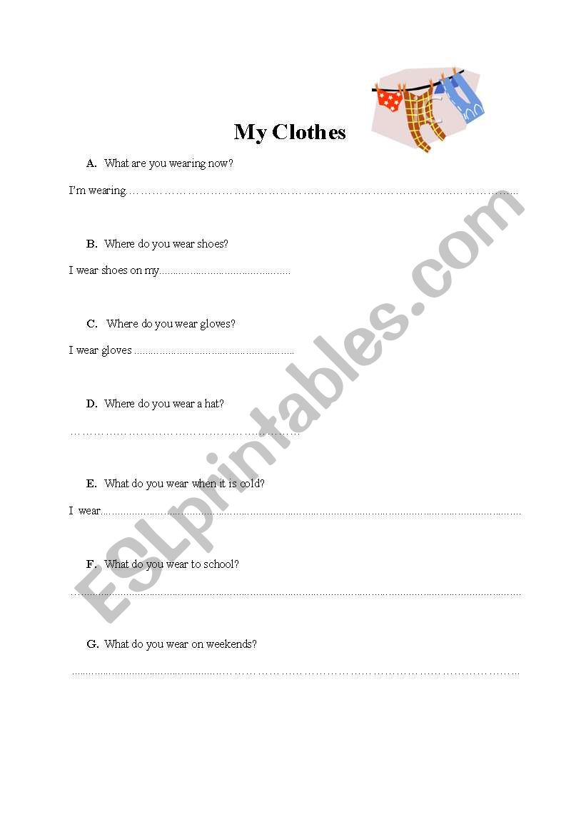 My Clothes worksheet