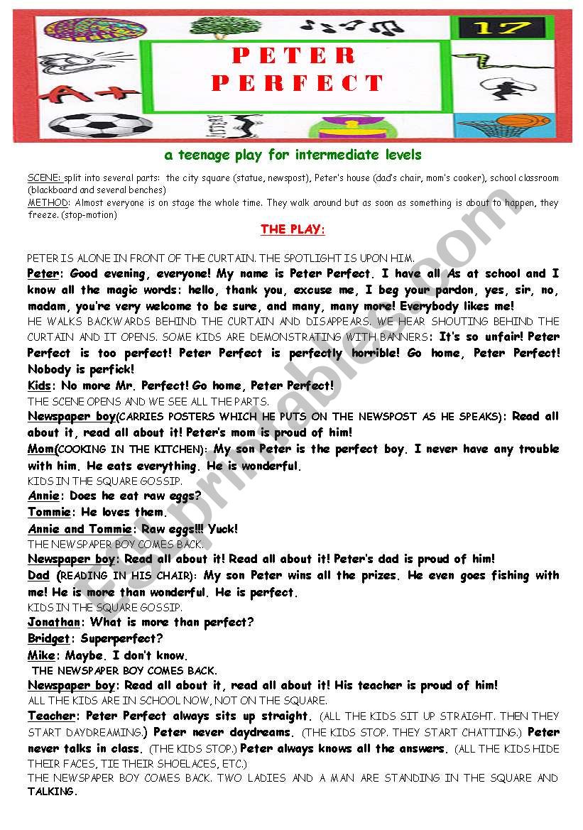 teenage play - Peter Perfect worksheet