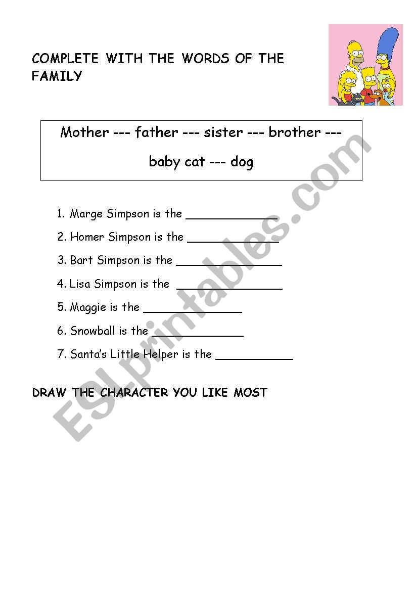 family members worksheet