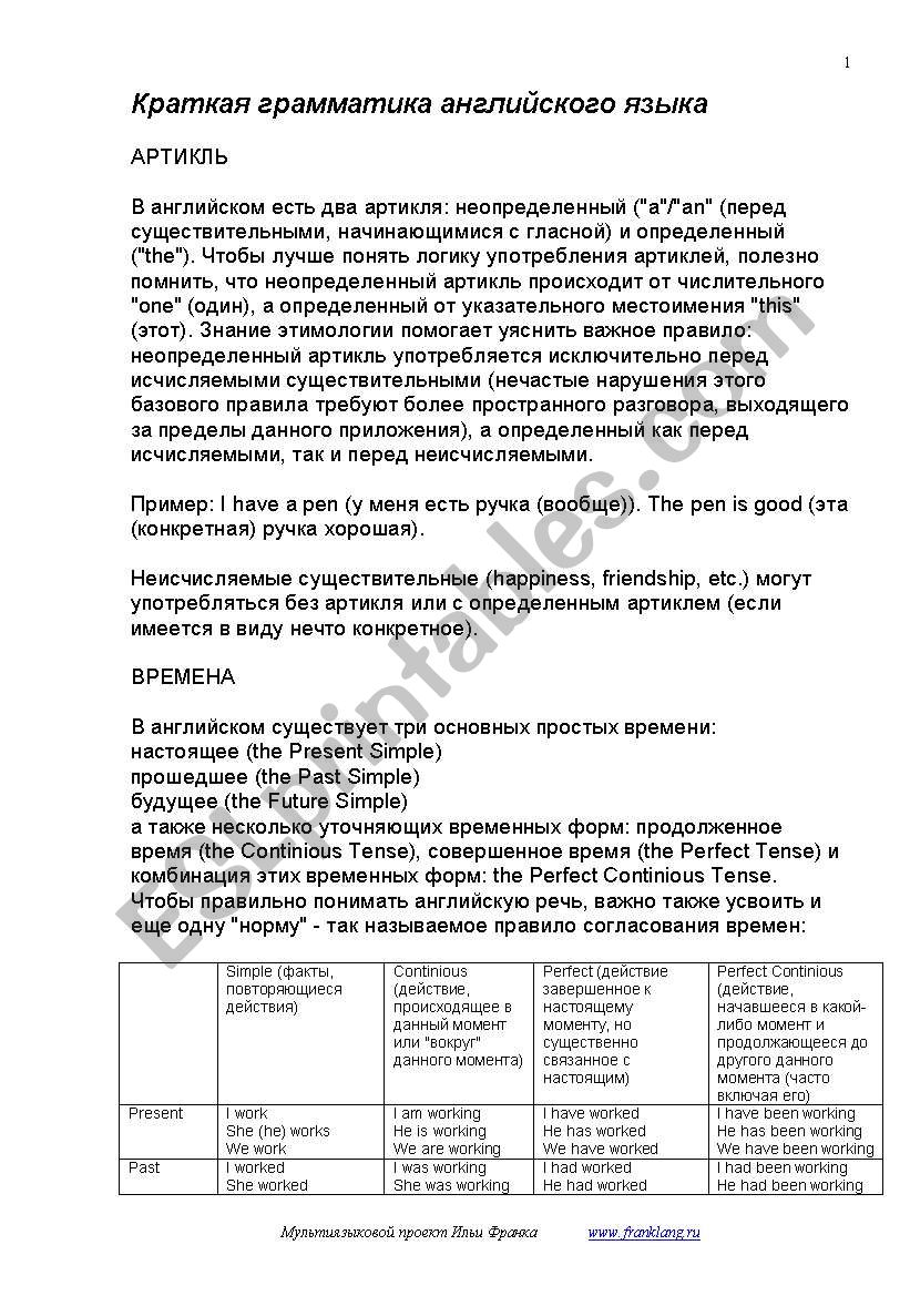 english grammer for russian leanners