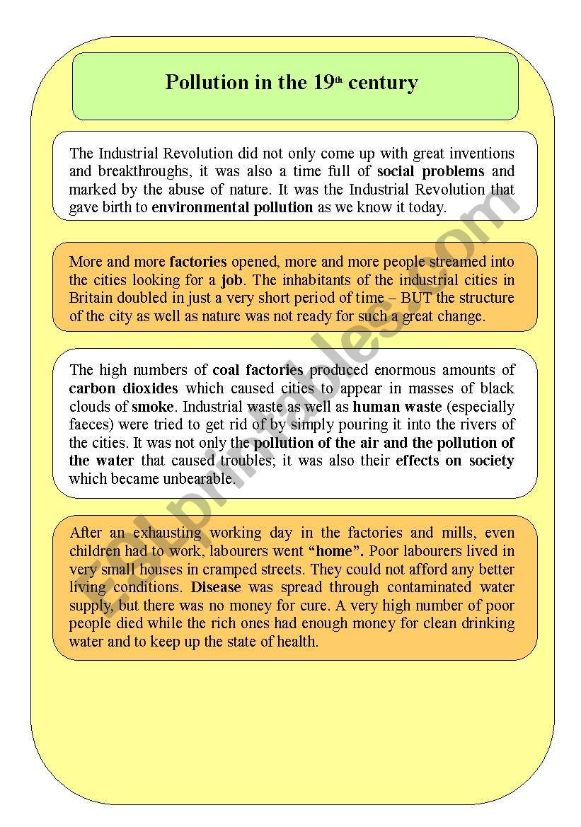 Pollution in the 19th century - facts/information