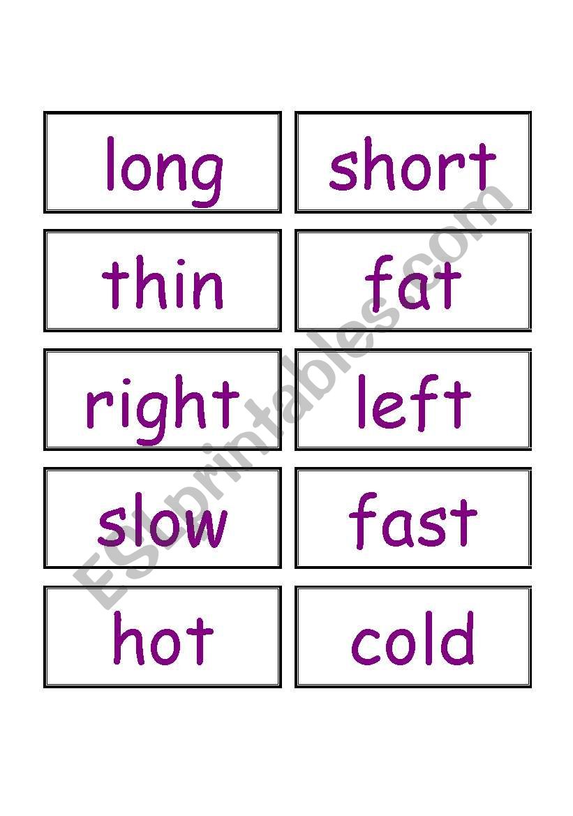 Opposite Adjectives 2-Cards worksheet
