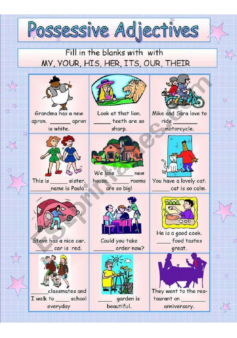 possessive-adjectives-esl-worksheet-by-susiebelle