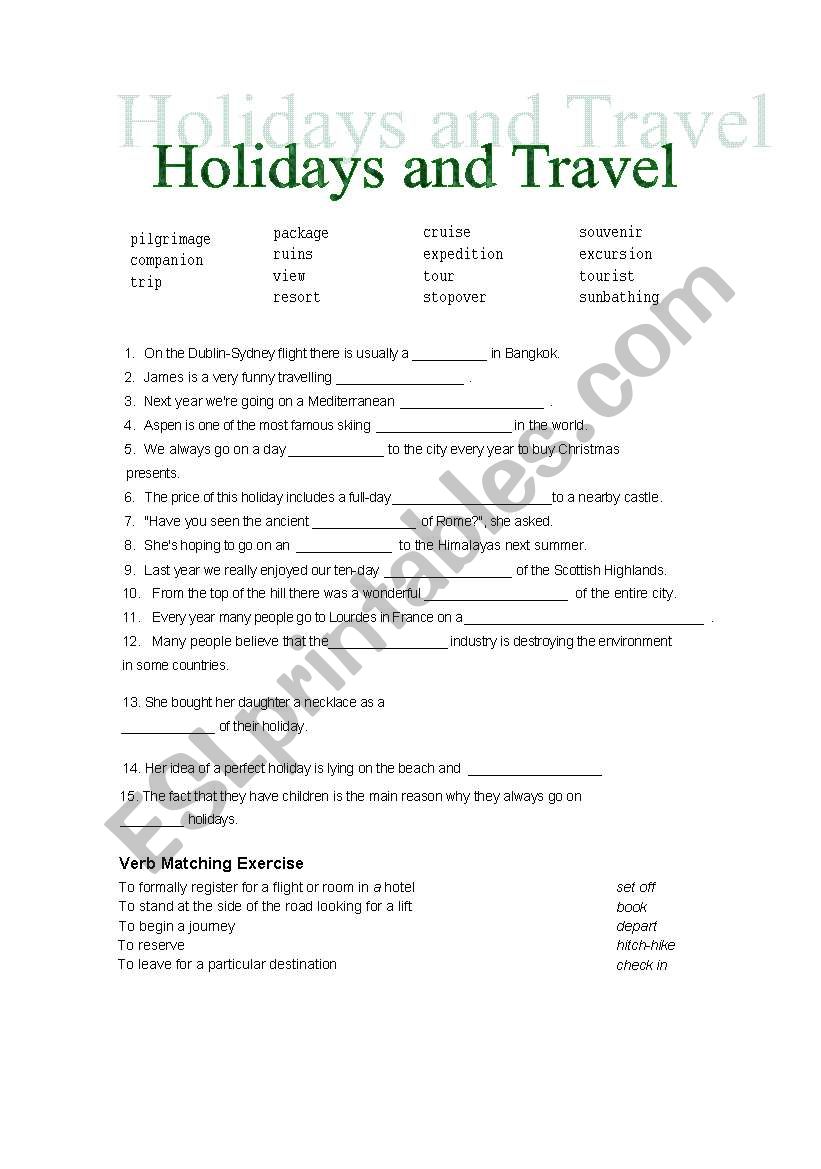 Holidays and Travel Vocabulary