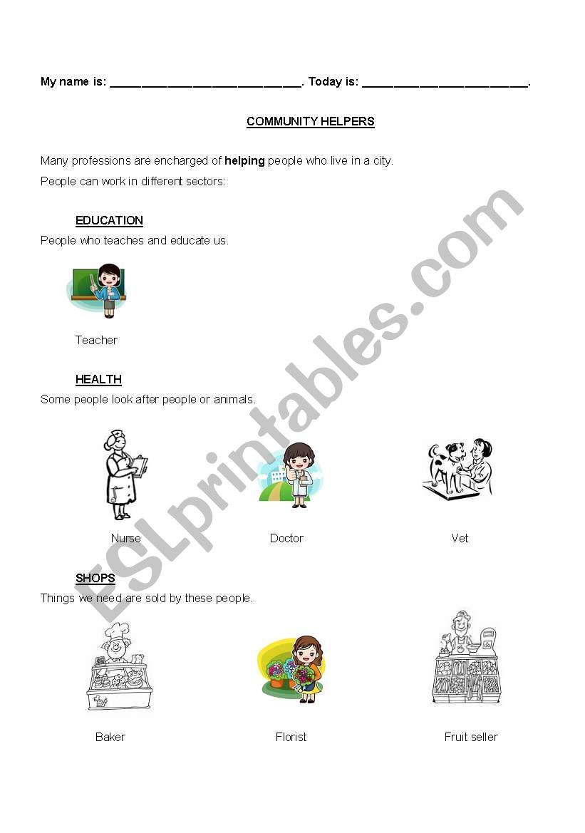 Community Helpers worksheet