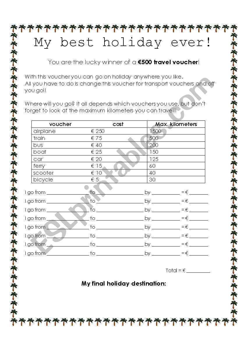 transportation  worksheet