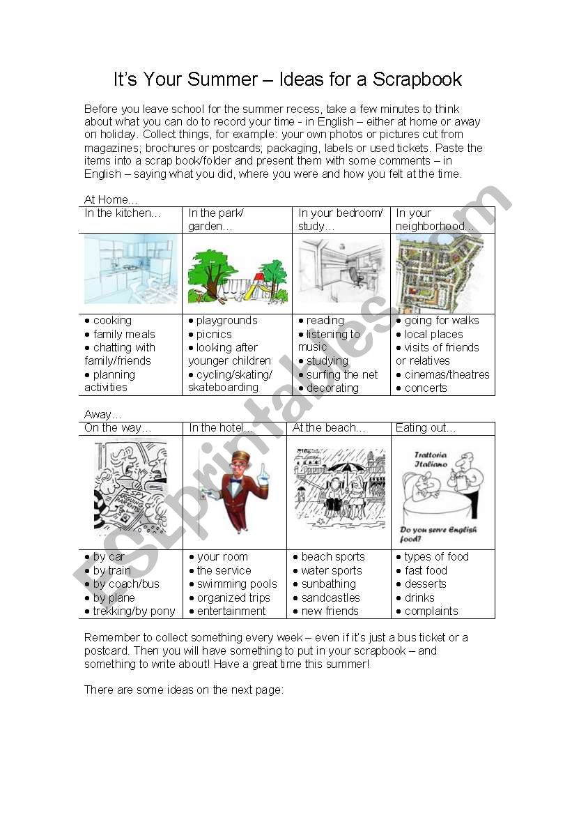 Summer Scrapbook Ideas worksheet