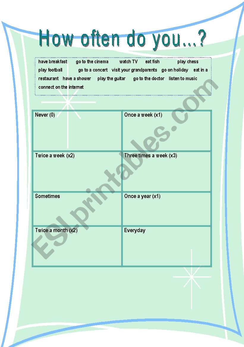 how often do you...? worksheet