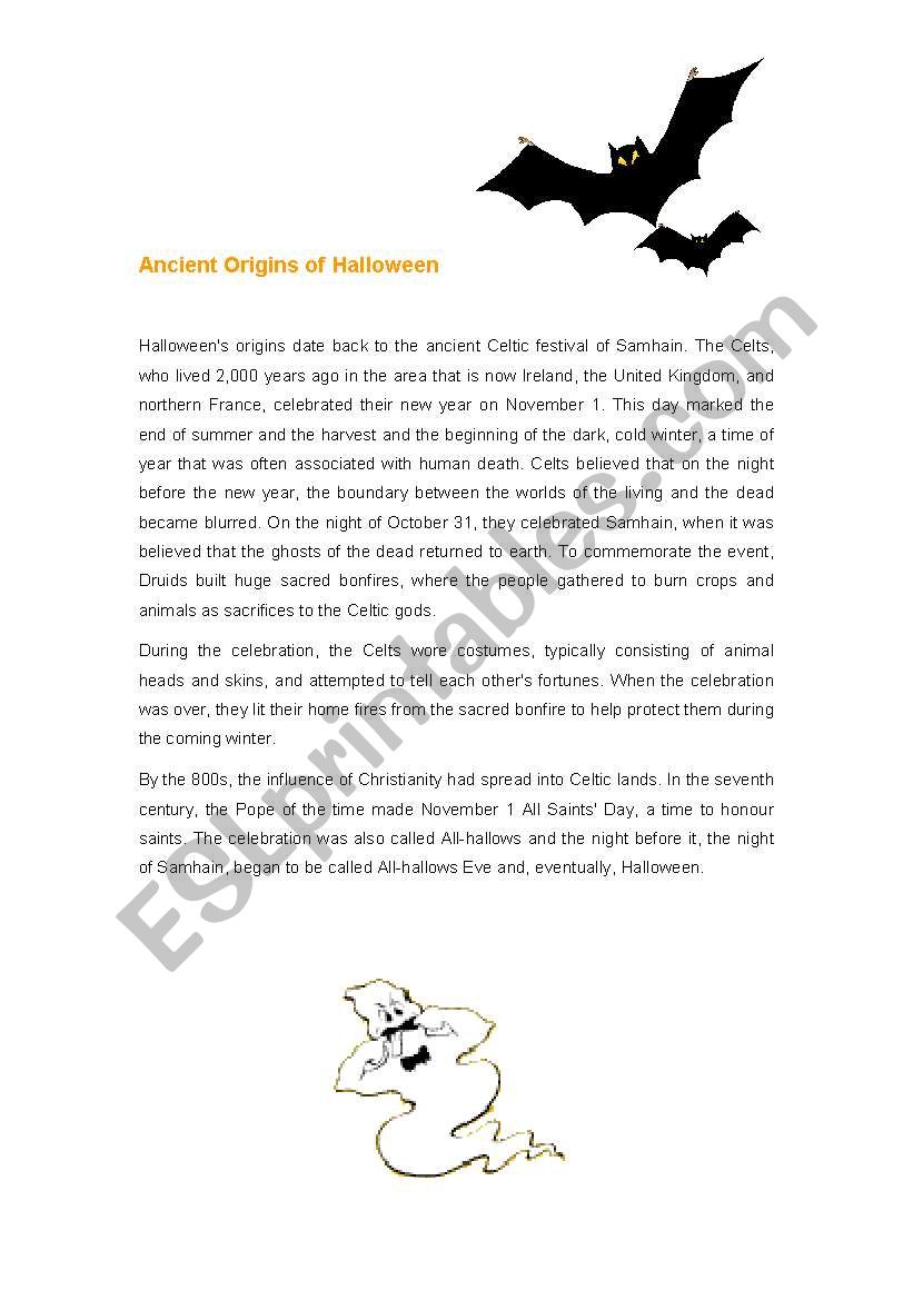 Halloween - Ancient Origins worksheet