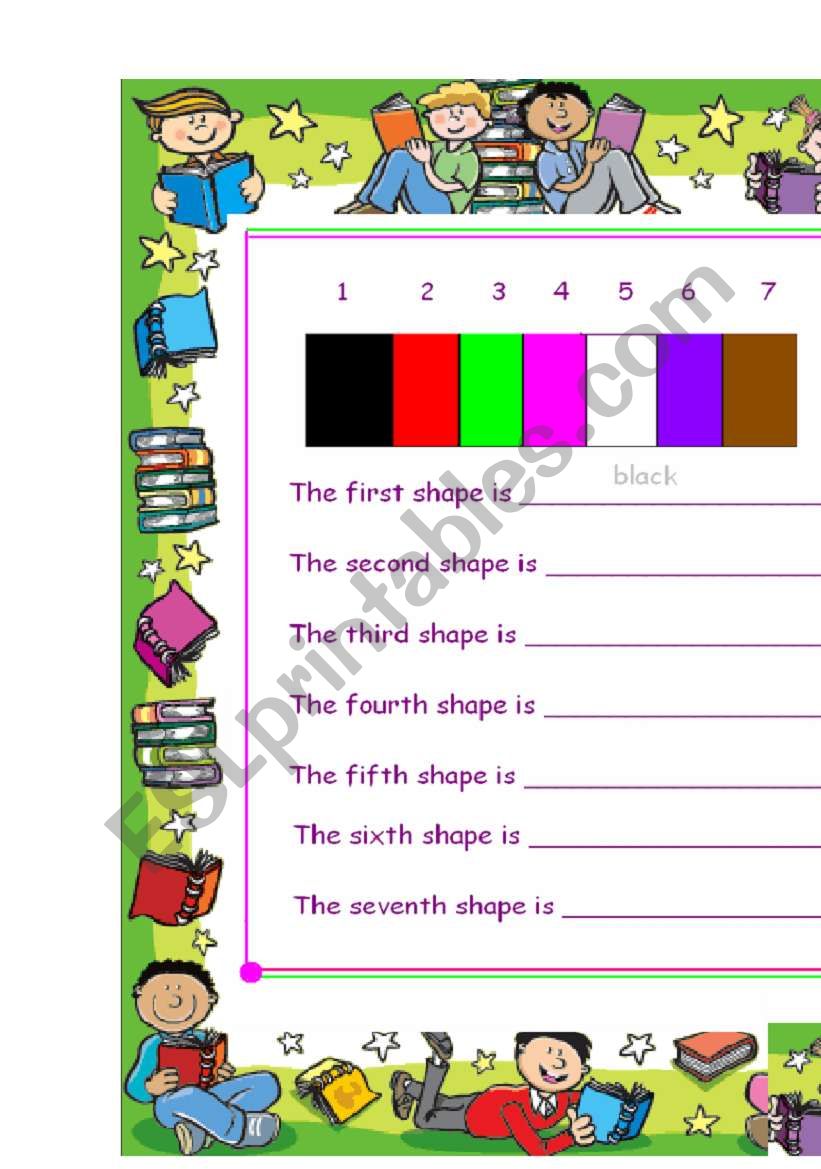 ordinals and colours worksheet