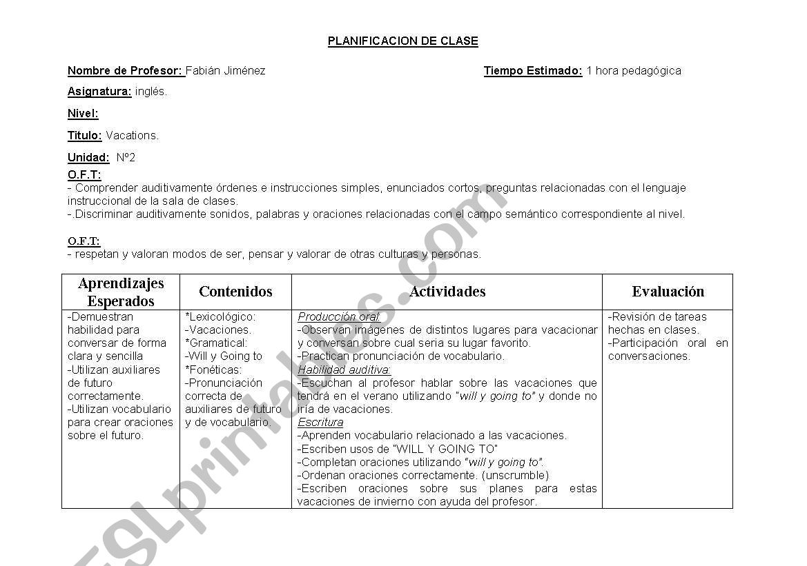 lesson plan / simple future worksheet
