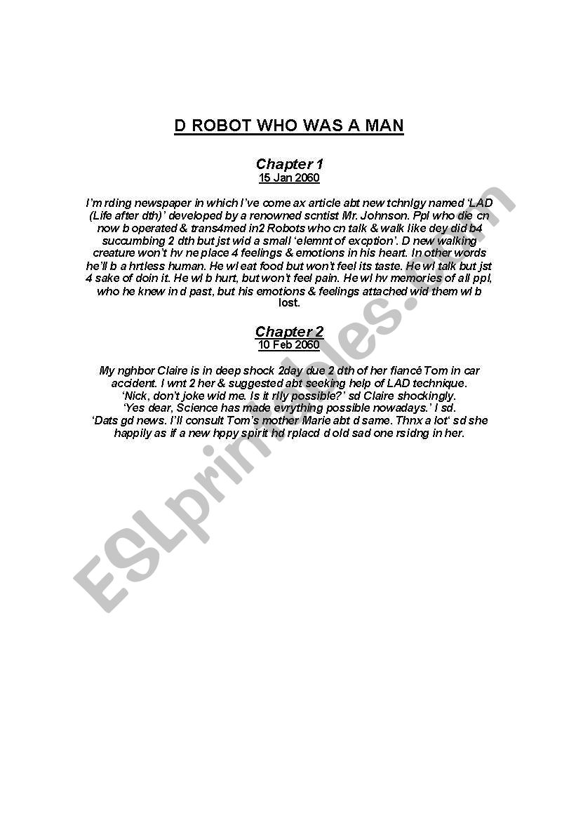  a story worksheet