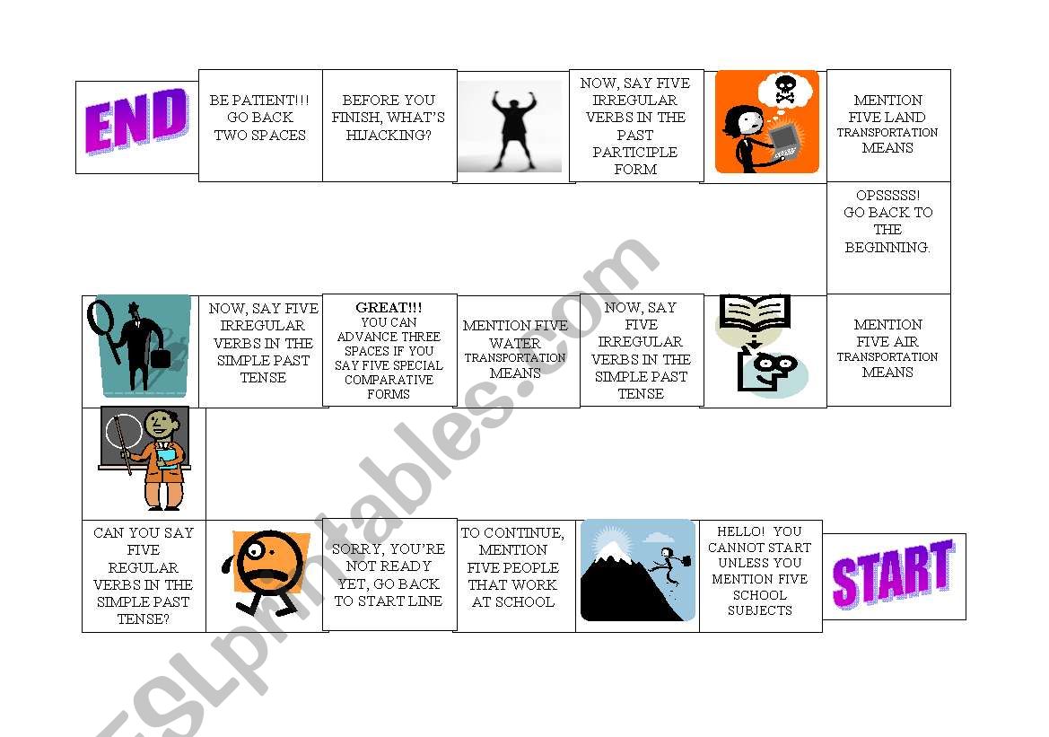 Conversation board game Irregular verbs