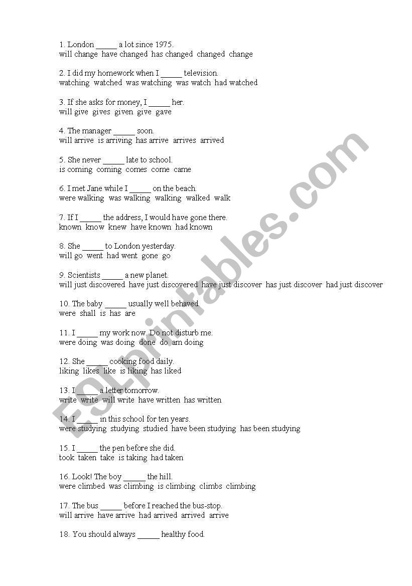 grammar exercise worksheet