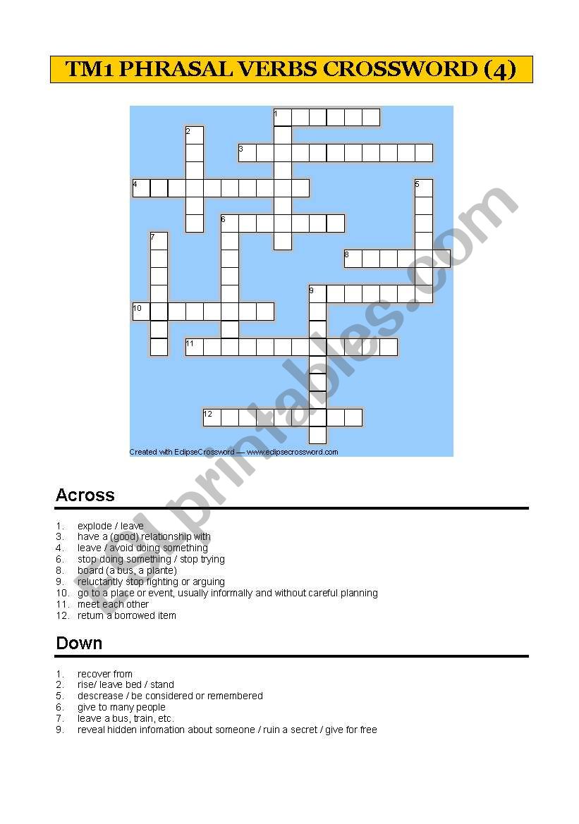 1 bat Phrasal Verbs crossword 4