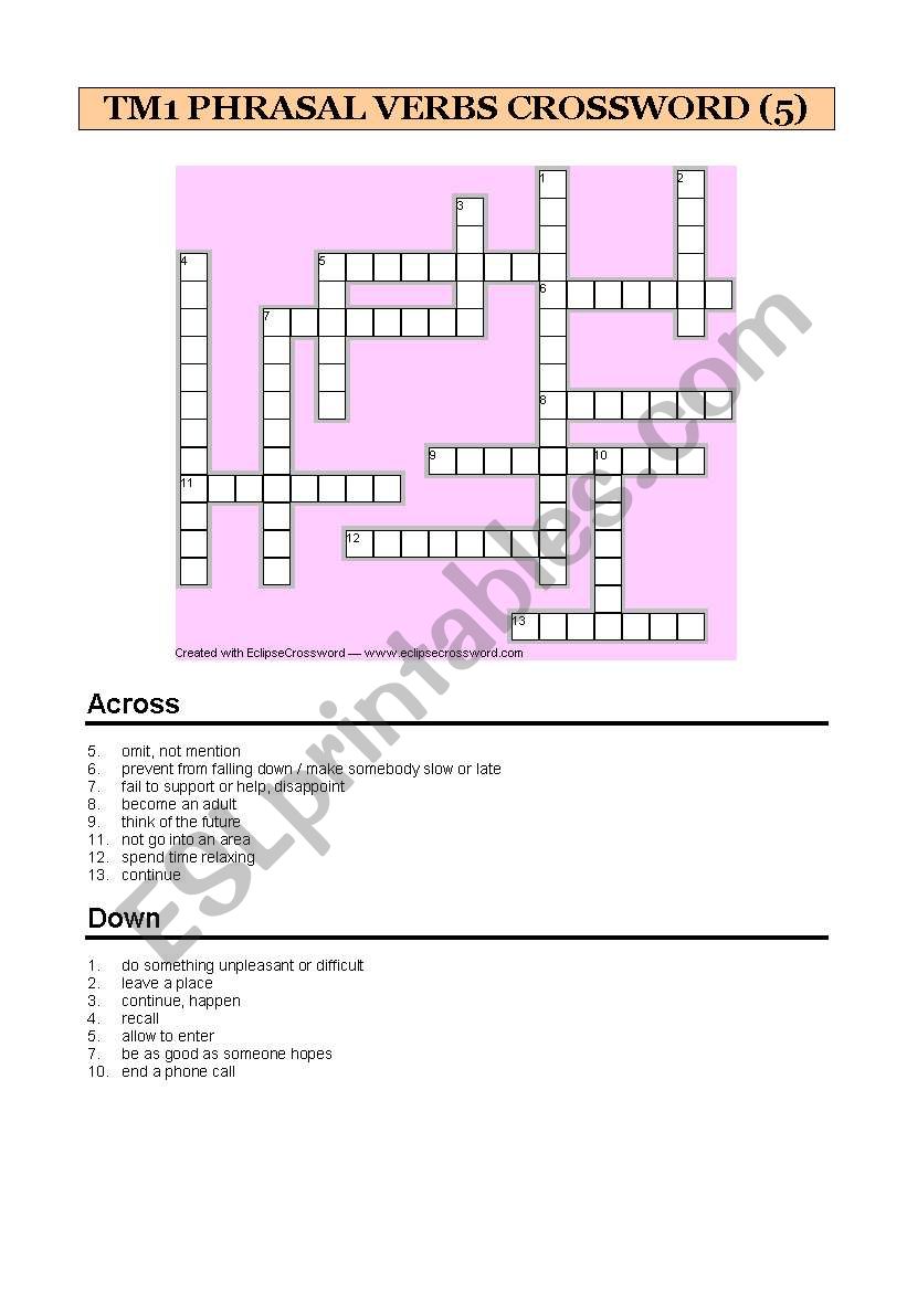 1 bat Phrasal Verbs Crossword 5