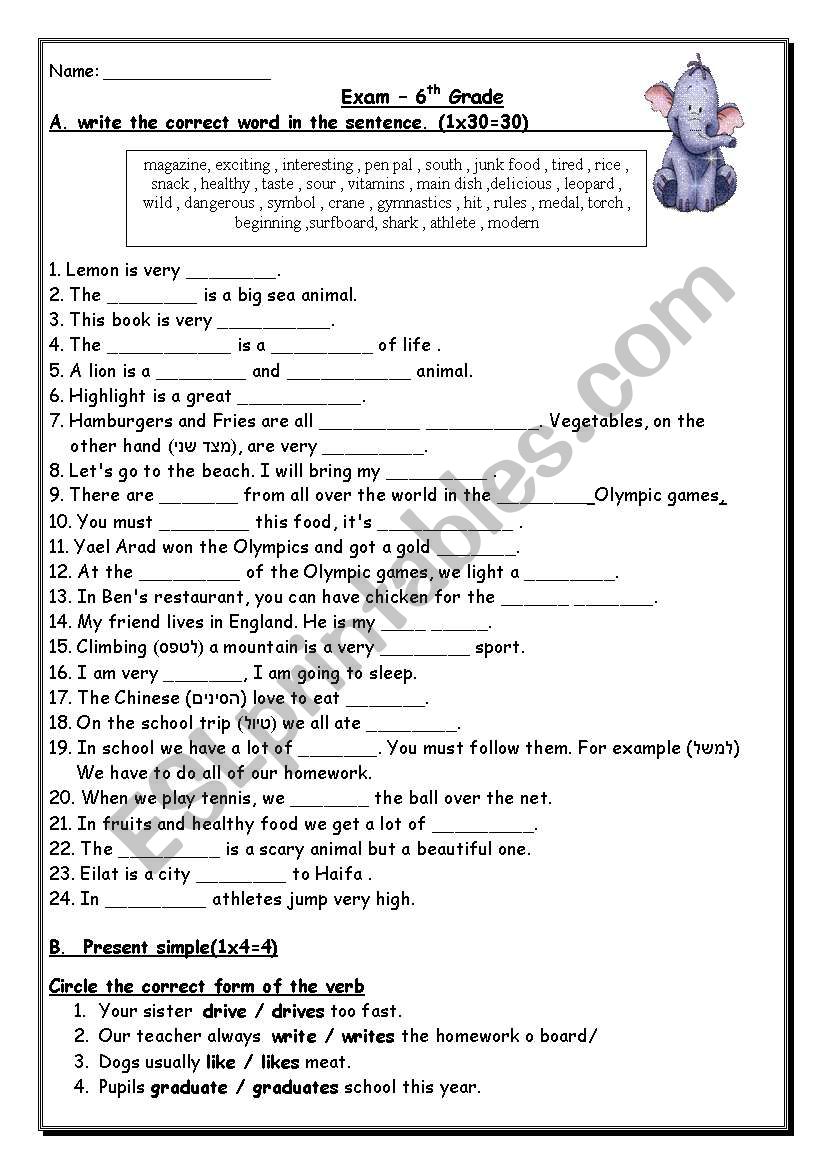 A test -mixed tenses + a bit of vocabulary  4 pages