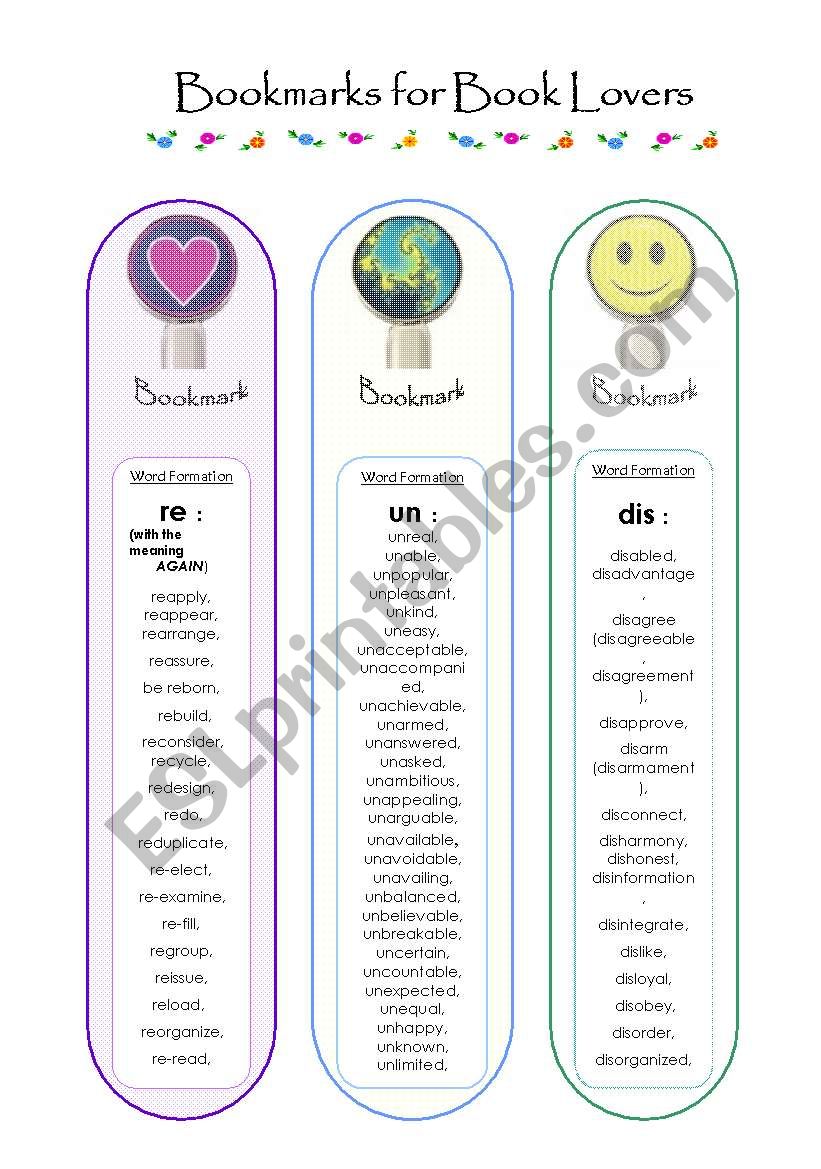 BookMarks...to study Word Formation (1)