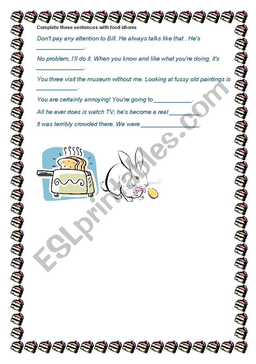 Food idioms exercise worksheet