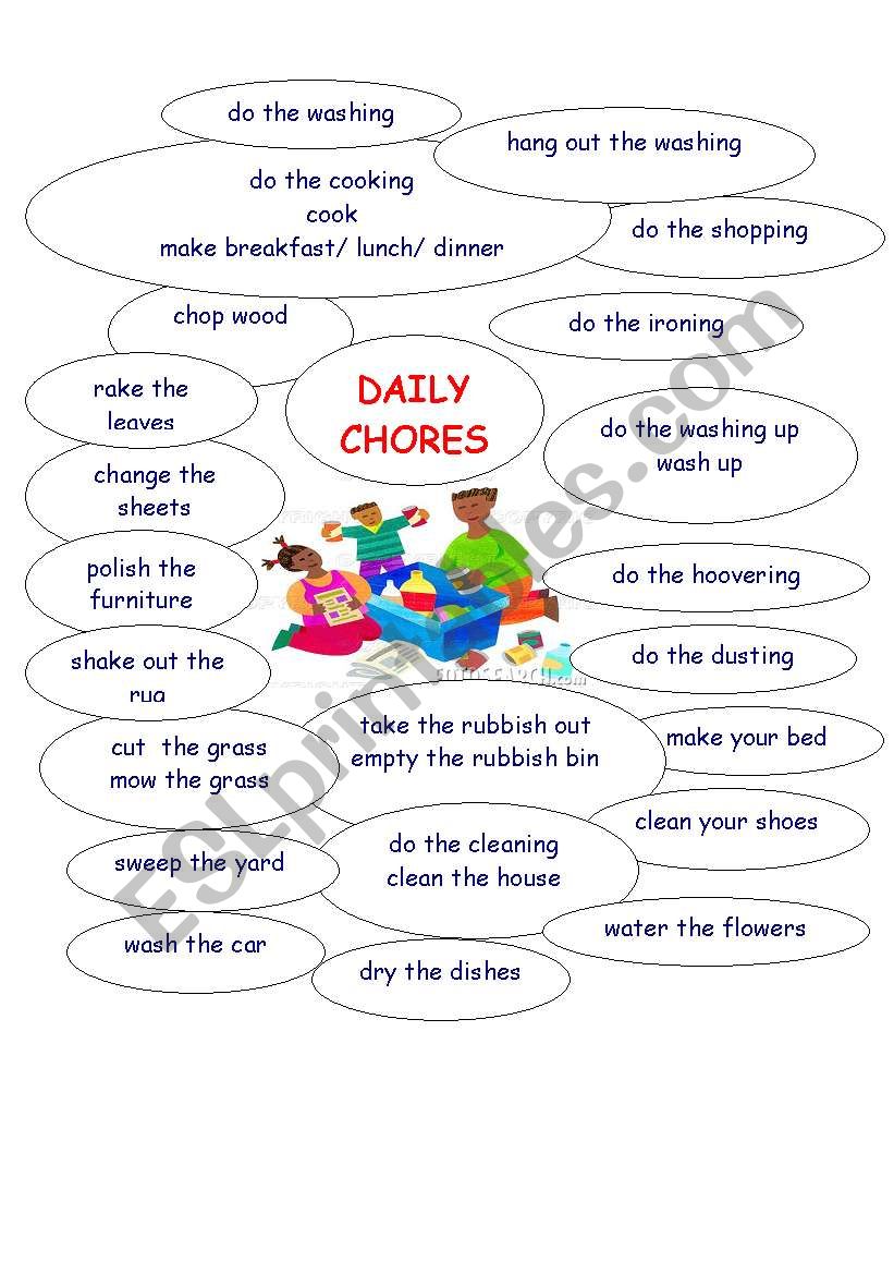 Daily chores worksheet