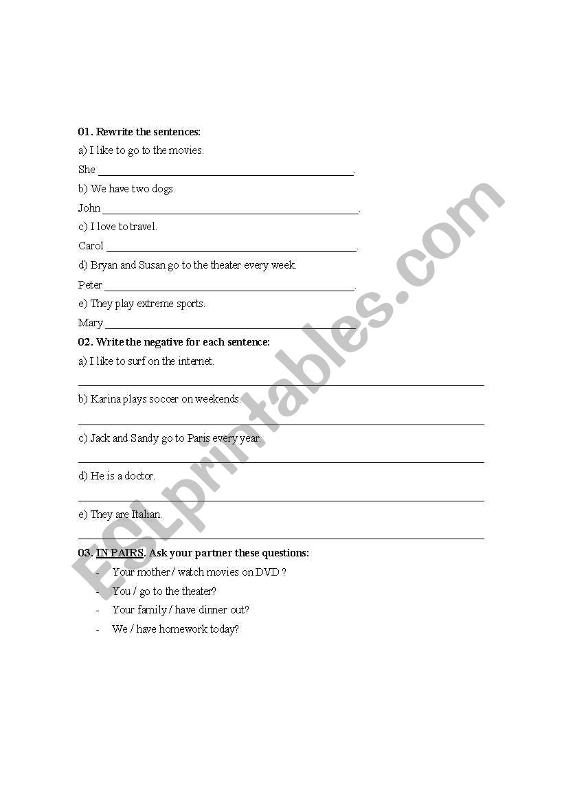 Simple Present worksheet