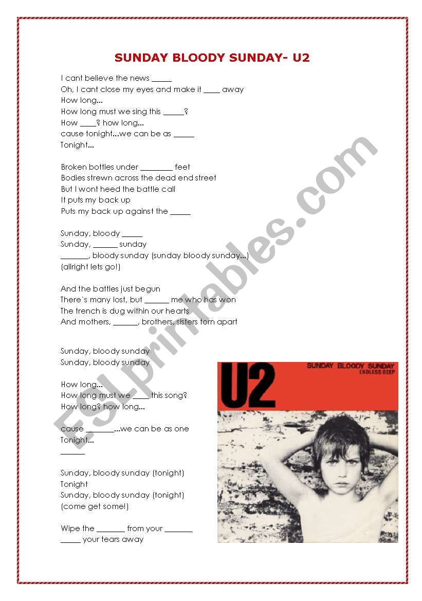 SUNDAY BLOODY SUNDAY- U2 worksheet