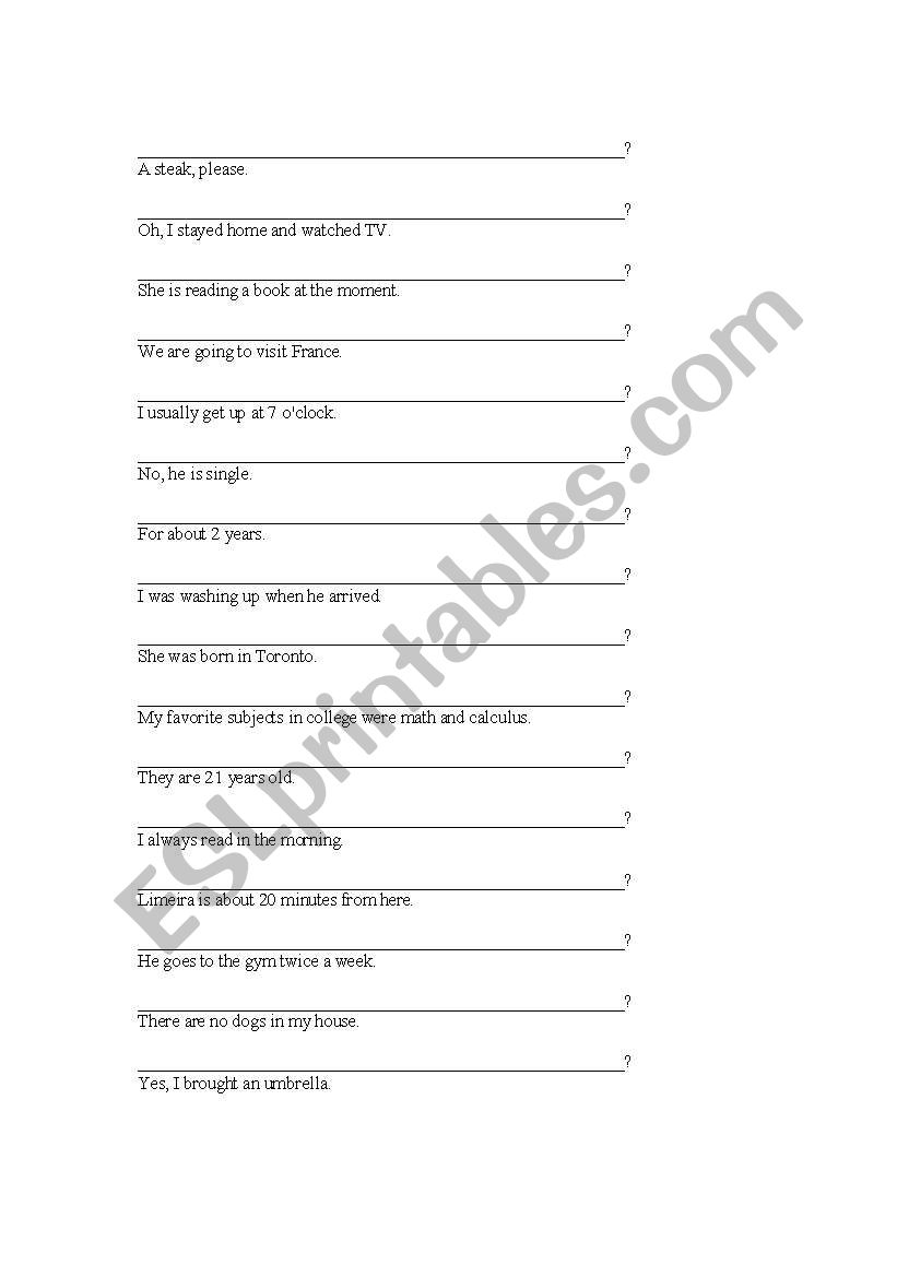 how to make questions worksheet