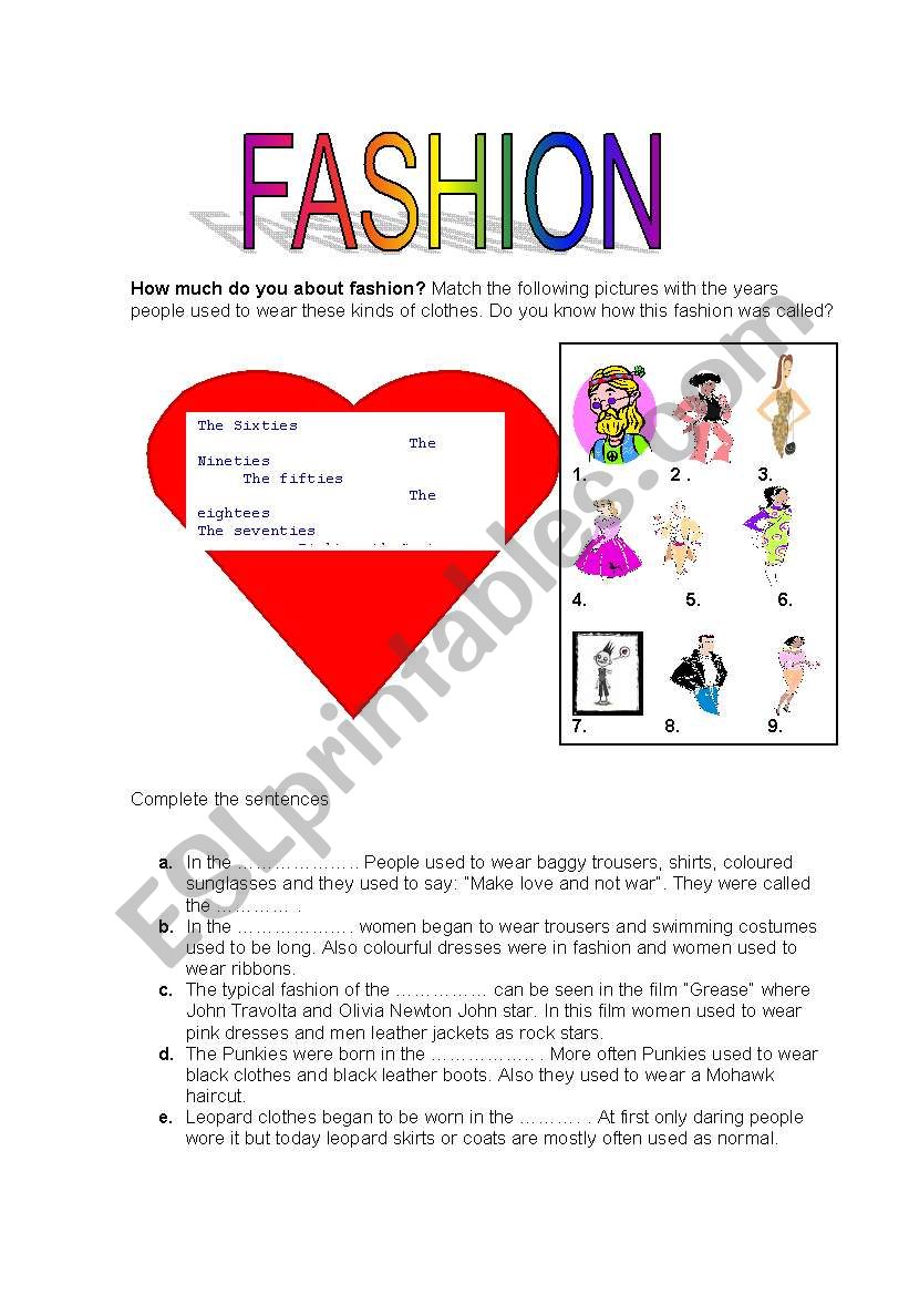 FASHION worksheet