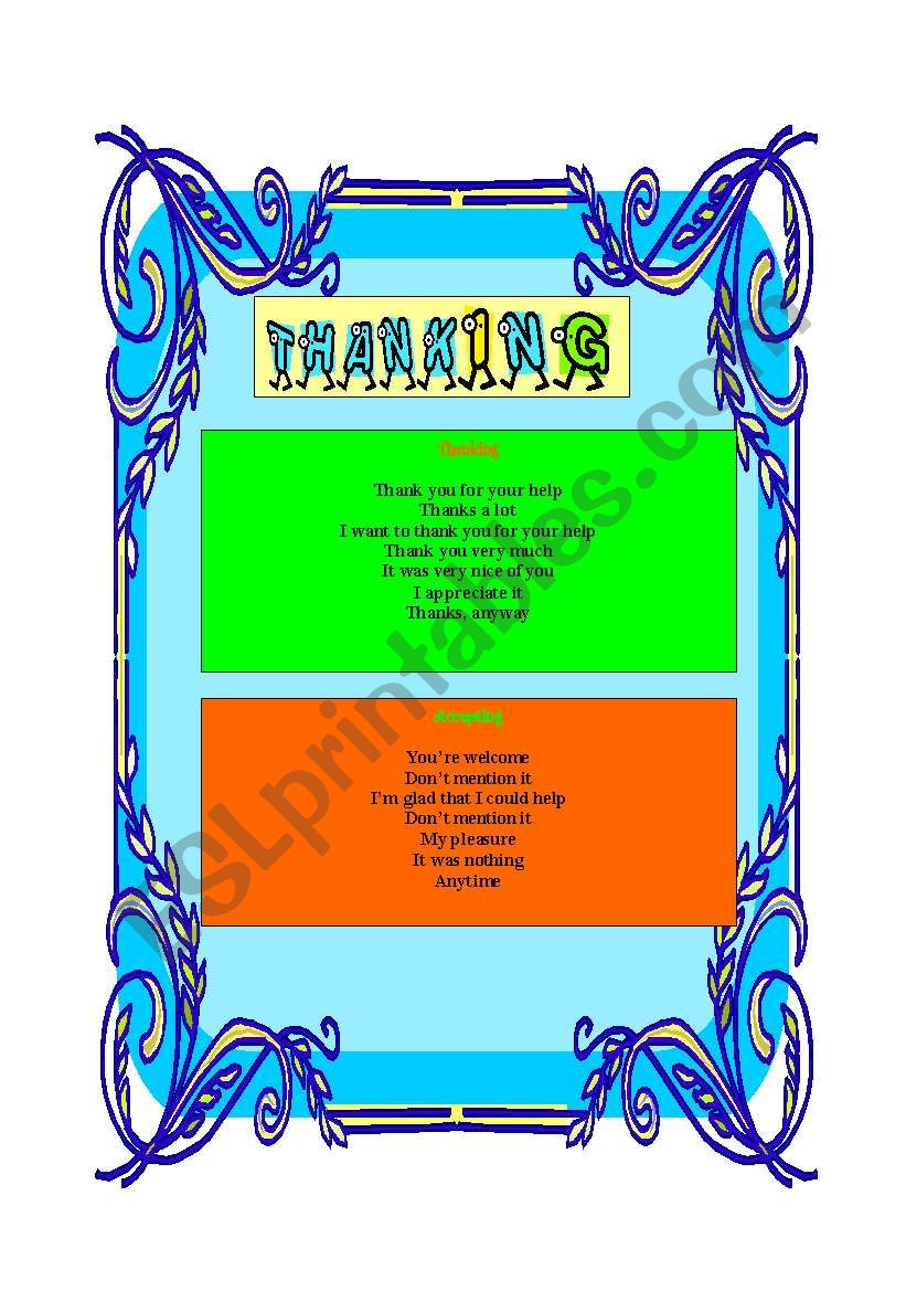Thanking Expressions worksheet