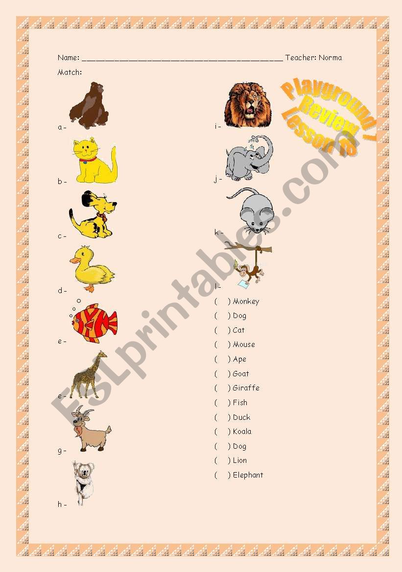Animals, Numbers & Alphabet worksheet