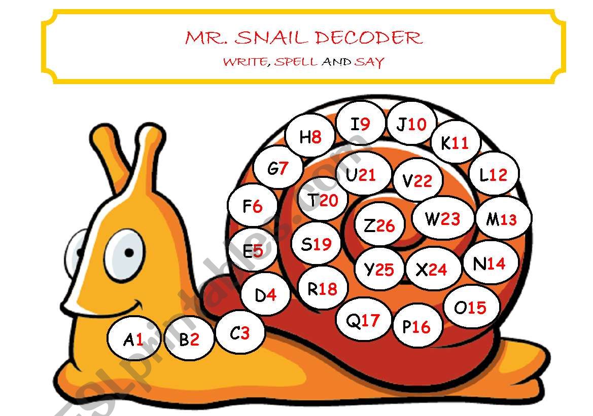 MR SNAIL DECODER - writing, spelling and reading in one activity!