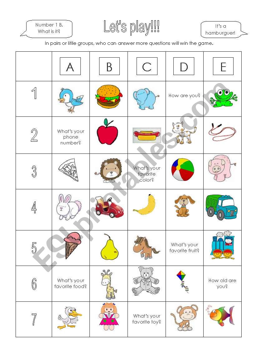 Lets play a great game! worksheet