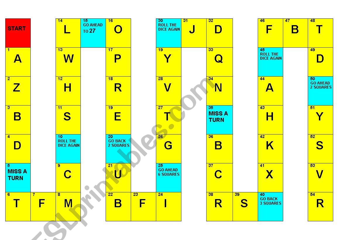 ABC Board game worksheet