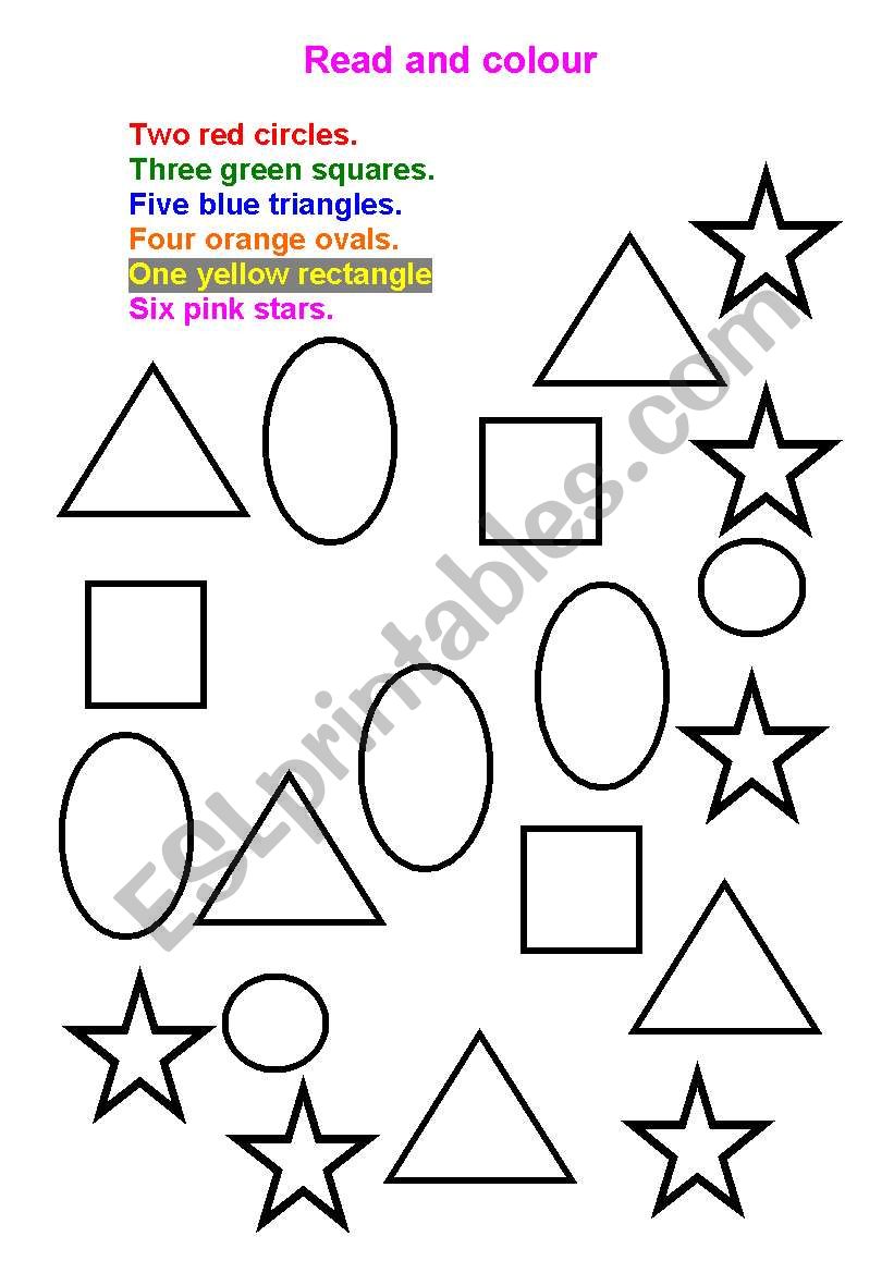 SHAPES AND COLOURS worksheet