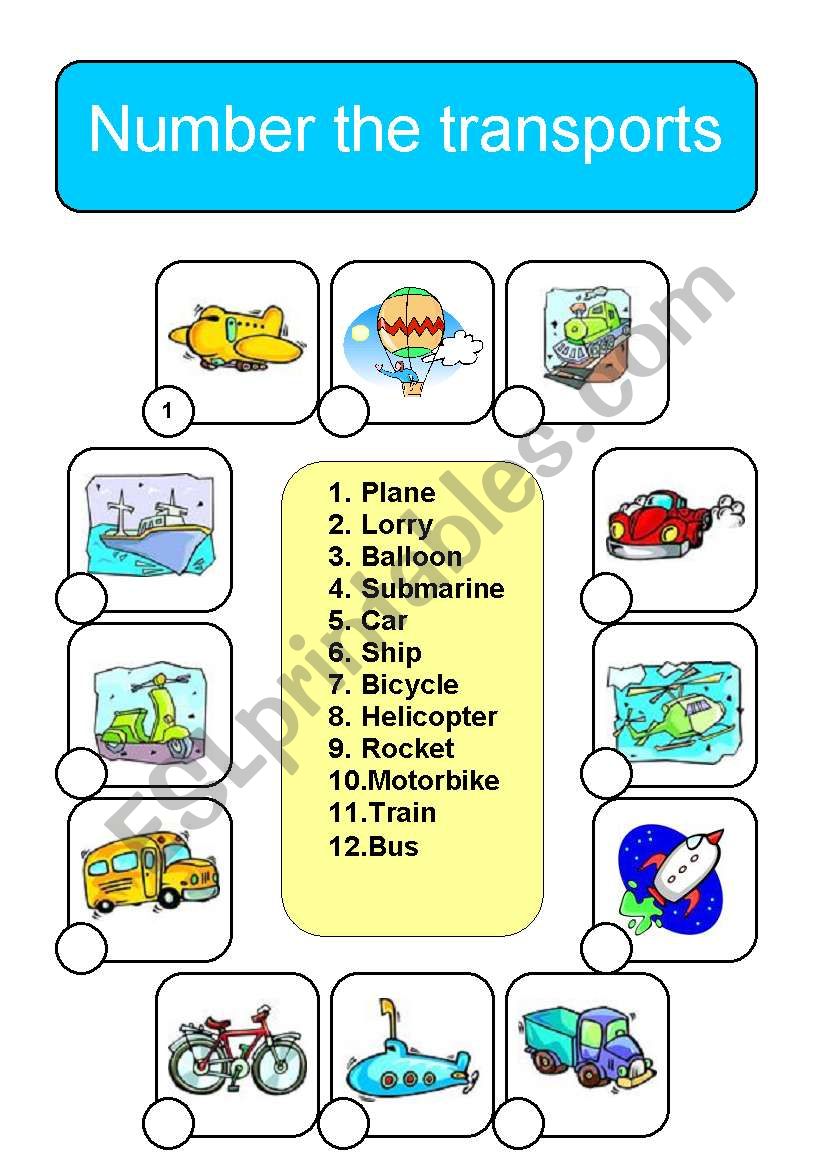 Number the transports worksheet