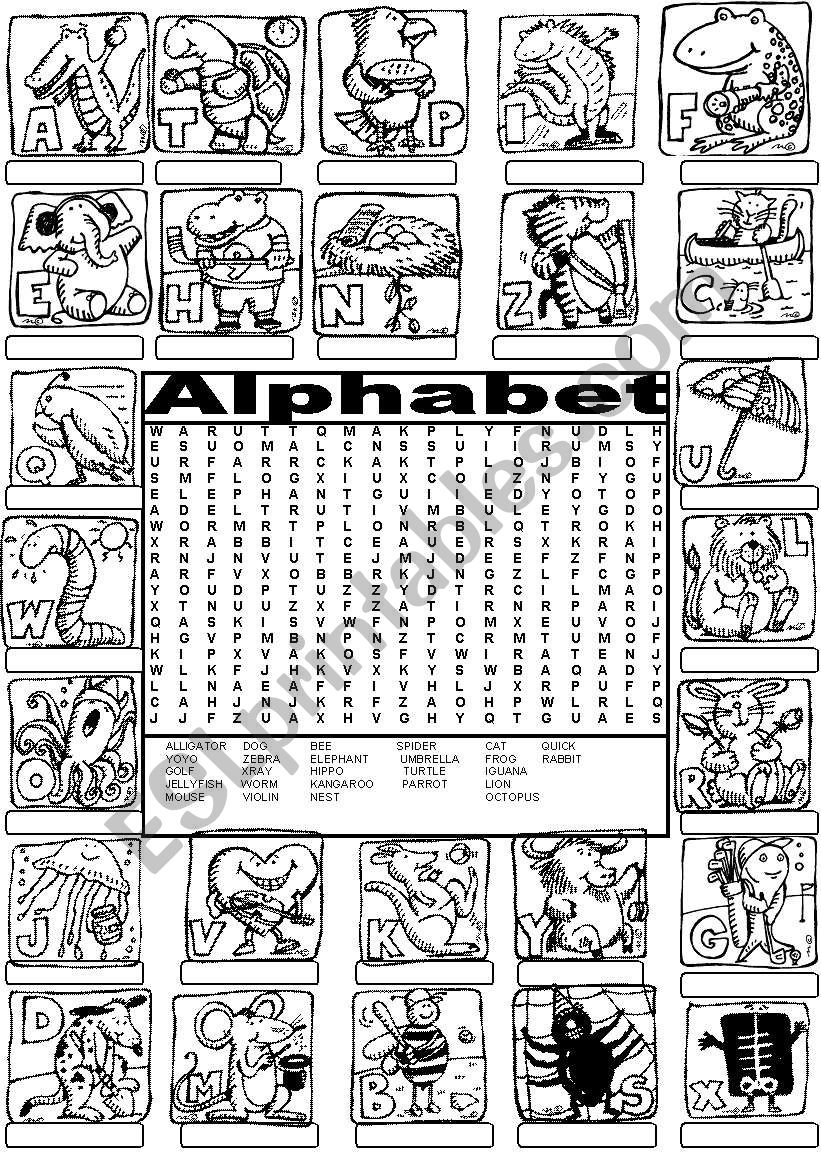 Wordsearch THE ALPHABET worksheet