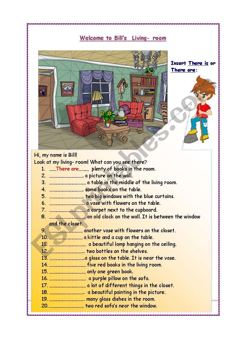 Welcome to Bills living-room worksheet